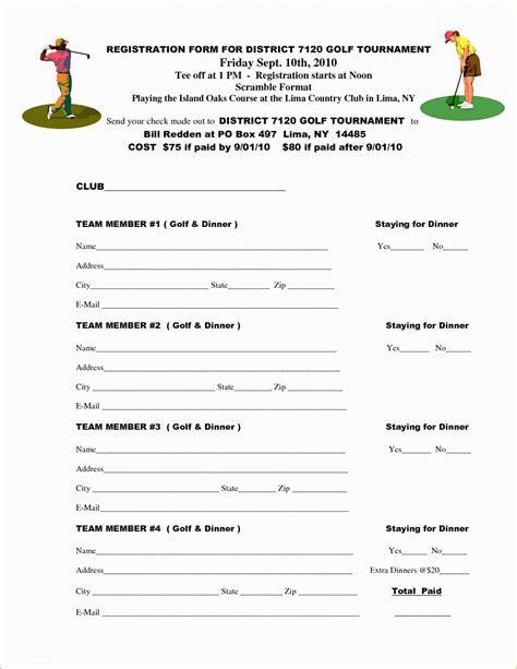 golf tournament registration template|Free Golf Tournament Registration Form Template.